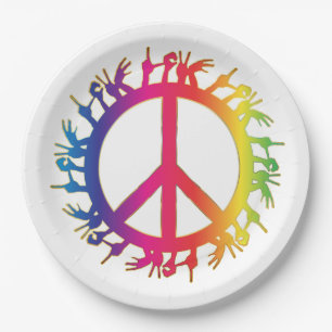 Hippie Peace Symbol Sixties Sign Party Plates