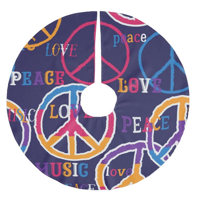 Hippie Peace: Vibrant Symbol Design. Brushed Polyester Tree Skirt (Front)