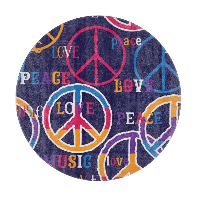 Hippie Peace: Vibrant Symbol Design. Cutting Board (Front)