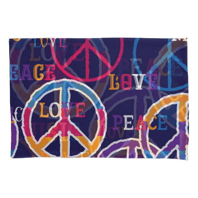 Hippie Peace: Vibrant Symbol Design. Pillowcase (Front)