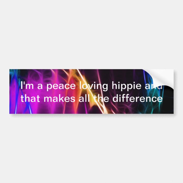Hippie pink and purple love peace bumper sticker (Front)