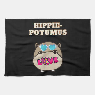 Hippie Potumus Baby Hippopotamus Lover Kitchen Towel