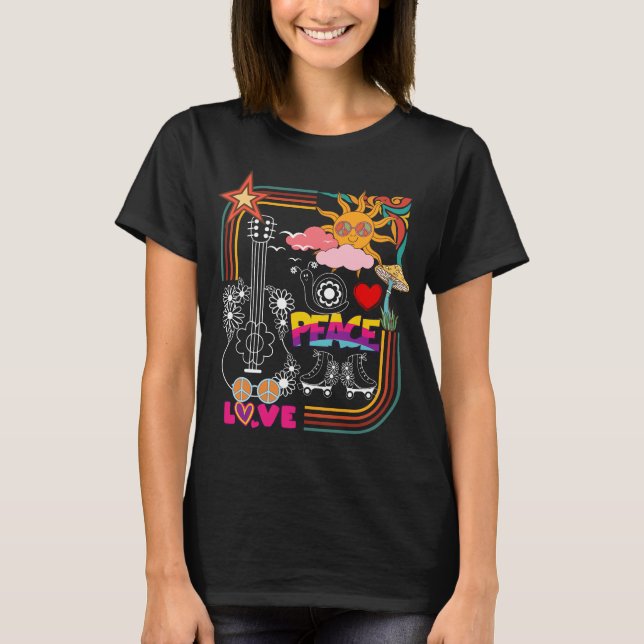Hippie Psychedelic Peace and Love T-Shirt (Front)