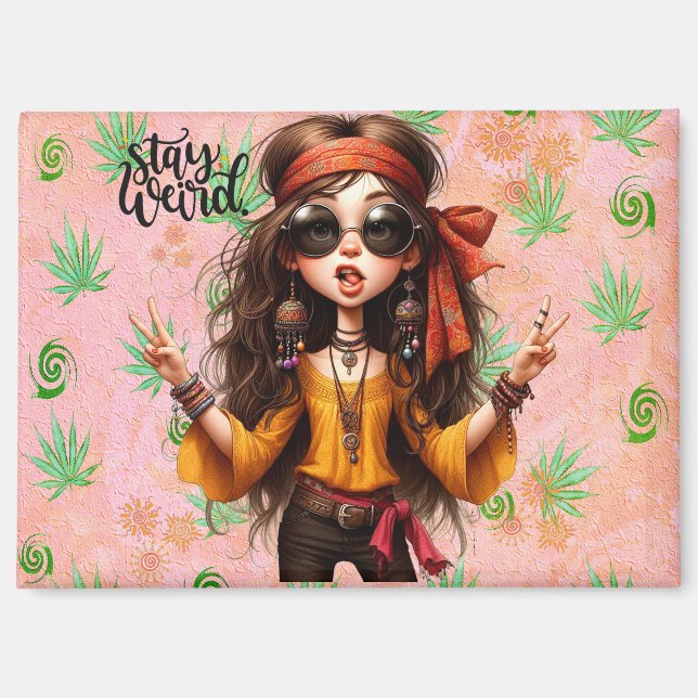 Hippie Quirky Stay Weird Magnet (Front)
