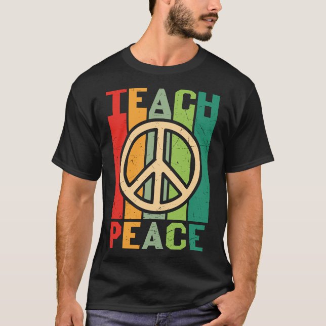 Hippie-Quote-Design-Teach-Peace- T-Shirt (Front)
