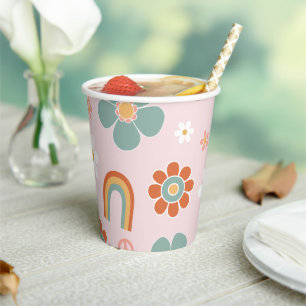 Hippie Rainbow Groovy Birthday Paper Cups