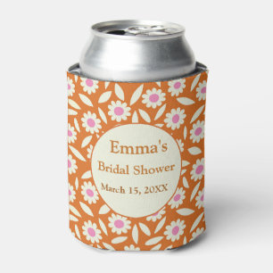 Hippie Retro Daisy Floral Bridal Shower   Can Cooler