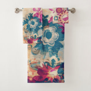 Hippie rétro : Ensemble de serviettes de fleurs sa