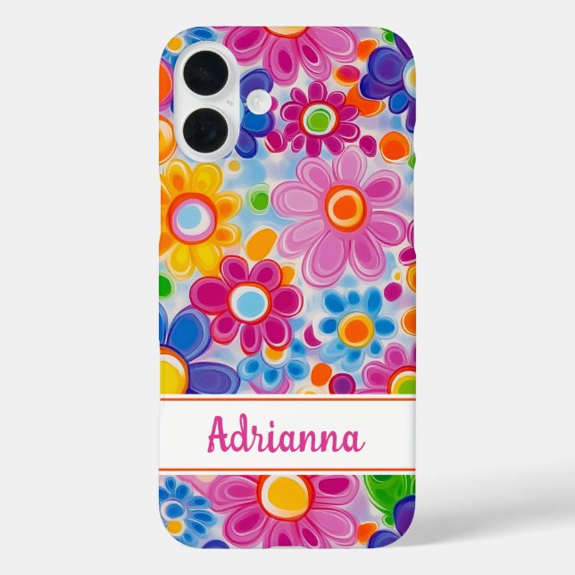 Hippie Retro Groovy Floral Personalized Case-Mate iPhone Case (Back)
