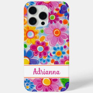 Hippie Retro Groovy Floral Personalized iPhone 15 Pro Max Case
