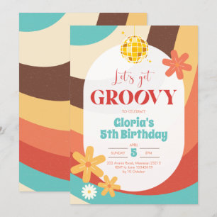 Hippie rétro Invitation d'anniversaire Super