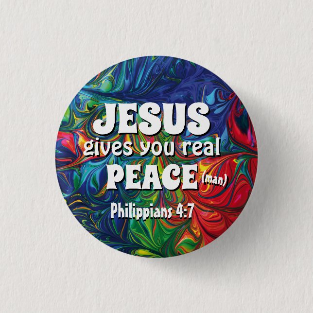 HIPPIE RETRO PSYCHEDELIC Scripture Personalized 1 Inch Round Button (Front)