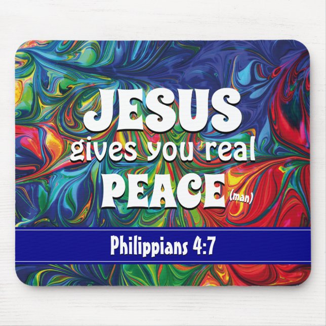 HIPPIE RETRO PSYCHEDELIC Scripture Personalized Mouse Pad (Front)