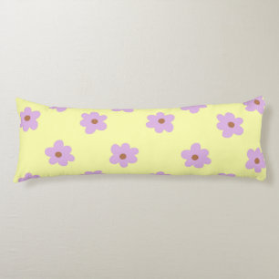 Hippie Retro Purple Yellow Flower Y2K Pattern Body Pillow