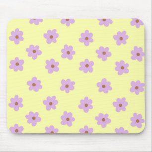 Hippie Retro Purple Yellow Flower Y2K Pattern Mouse Pad
