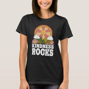 Hippie Retro Teacher Rainbow Kindness Rocks Earth  T-Shirt