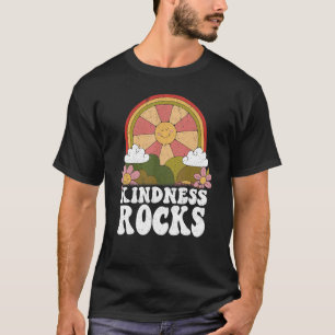 Hippie Retro Teacher Rainbow Kindness Rocks Earth T-Shirt