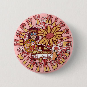 Hippie Retro Vintage Colors Birthday 2 Inch Round Button