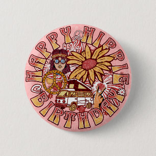 Hippie Retro Vintage Colours Birthday 2 Inch Round Button