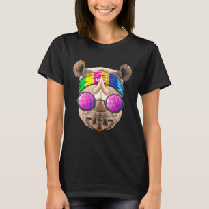 Hippie Rhino Love Peace Sign 70s Hippie Rhinoceros T-Shirt