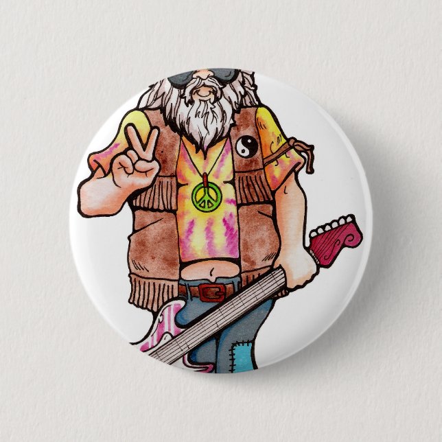Hippie Santa 2 Inch Round Button (Front)