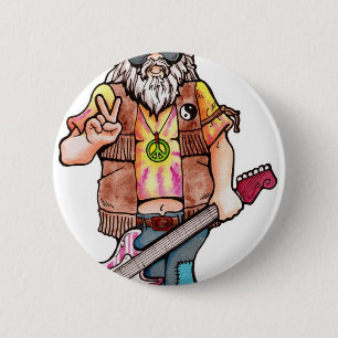 Hippie Santa 2 Inch Round Button