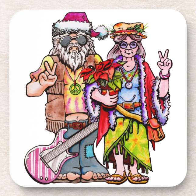 Hippie Santa Couple Coaster (Front)