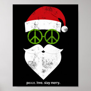 Hippie Santa Groovy Peace Sign Funny Christmas