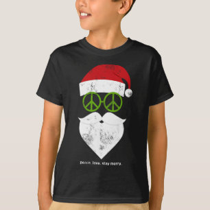 Hippie Santa Groovy Peace Sign Funny Christmas T-Shirt