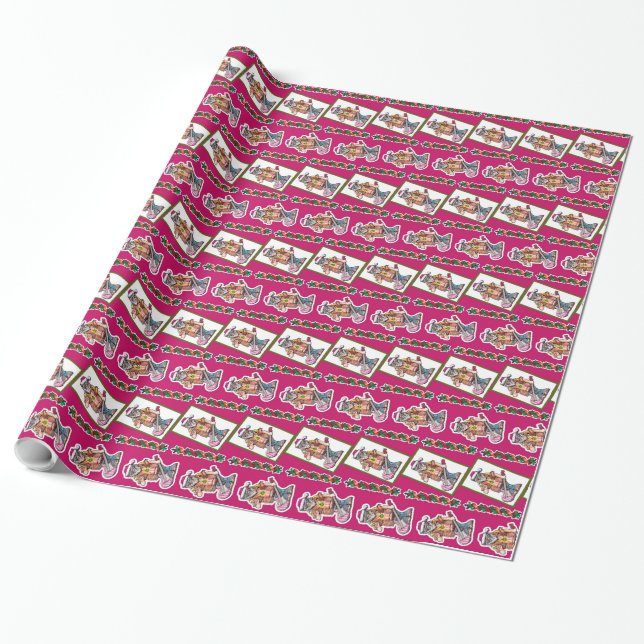 Hippie Santa Peace Wrapping Paper (Unrolled)