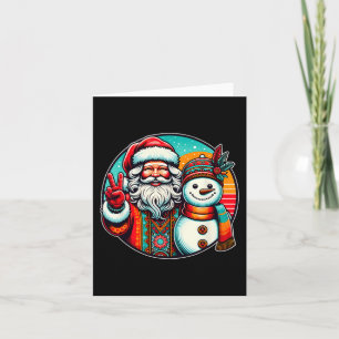 Hippie Santa Retro Snowman Bohemian Christmas Card