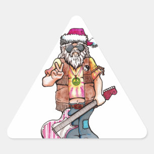 Hippie Santa Triangle Sticker
