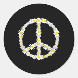 Hippie Sign Flowers Anti-war Logo Daisies Peace Si Classic Round Sticker