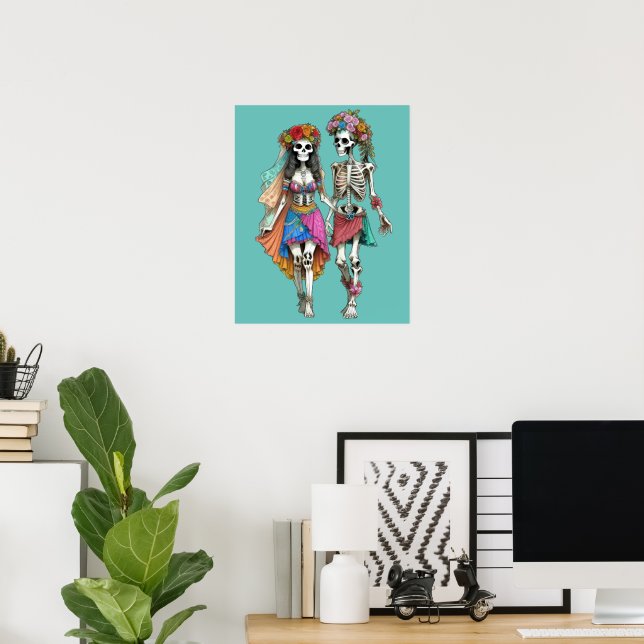 Hippie Skeleton Couple Poster (Home Office)