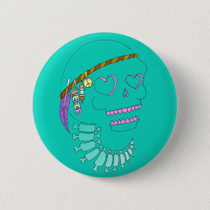 Hippie Skull 2 Inch Round Button