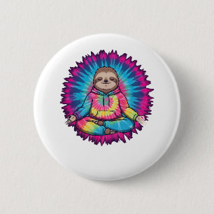 Hippie Sloth Peace Sign Tie-Dy 2 Inch Round Button
