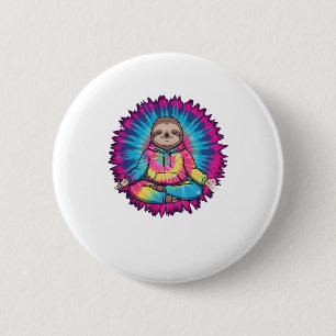 Hippie Sloth Peace Sign Tie-Dy 2 Inch Round Button