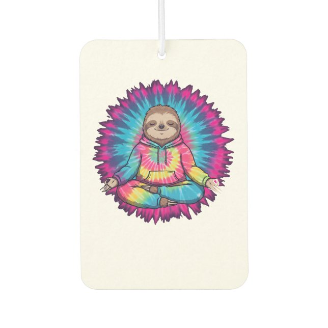 Hippie Sloth Peace Sign Tie-Dy Air Freshener (Front)