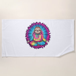 Hippie Sloth Peace Sign Tie-Dy Beach Towel