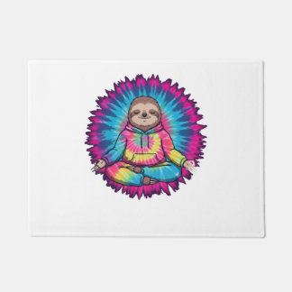 Hippie Sloth Peace Sign Tie-Dy Doormat