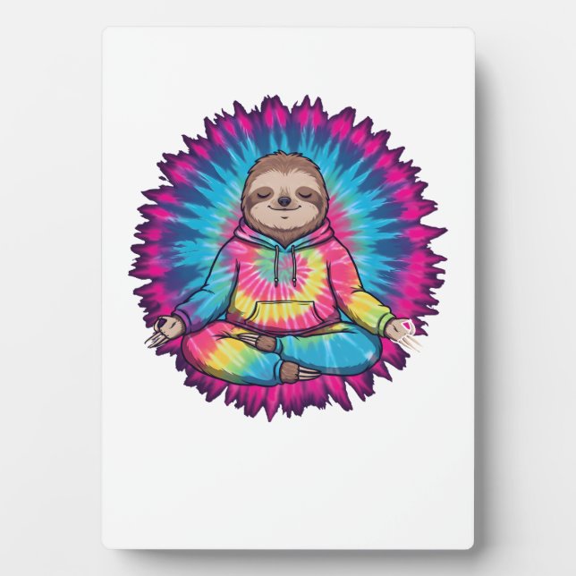 Hippie Sloth Peace Sign Tie-Dy Plaque (Front)