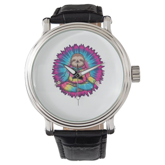 Hippie Sloth Peace Sign Tie-Dy Watch (Front)