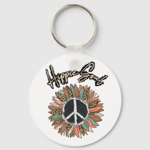 Hippie Soul Peace Sign Sunflower Keychain