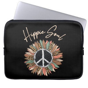 Hippie Soul Peace Sign Sunflower Laptop Sleeve