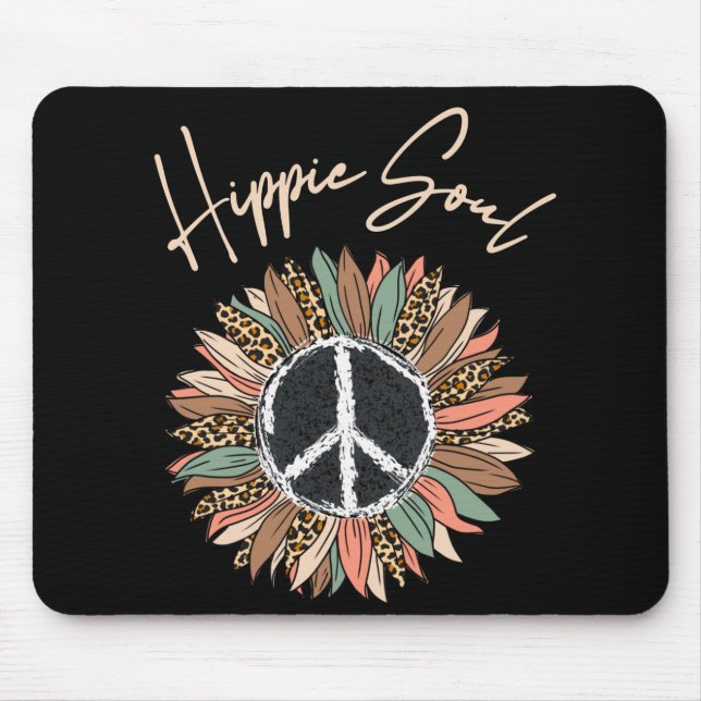 Hippie Soul Peace Sign Sunflower Mouse Pad (Front)