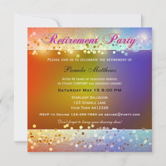 Hippie Sparkling Light Retirement Party Invitation (Devant)