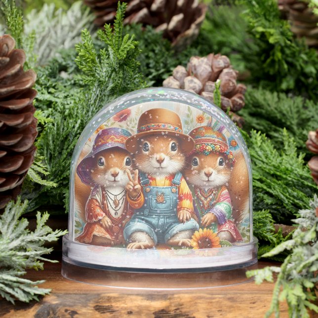 Hippie Squirrels Snowglobe (Winter)