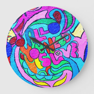 hippie-style groovy coloured love clock