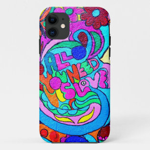 hippie style peace and love case