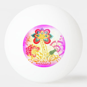 hippie-style pink palm tree ping pong ball